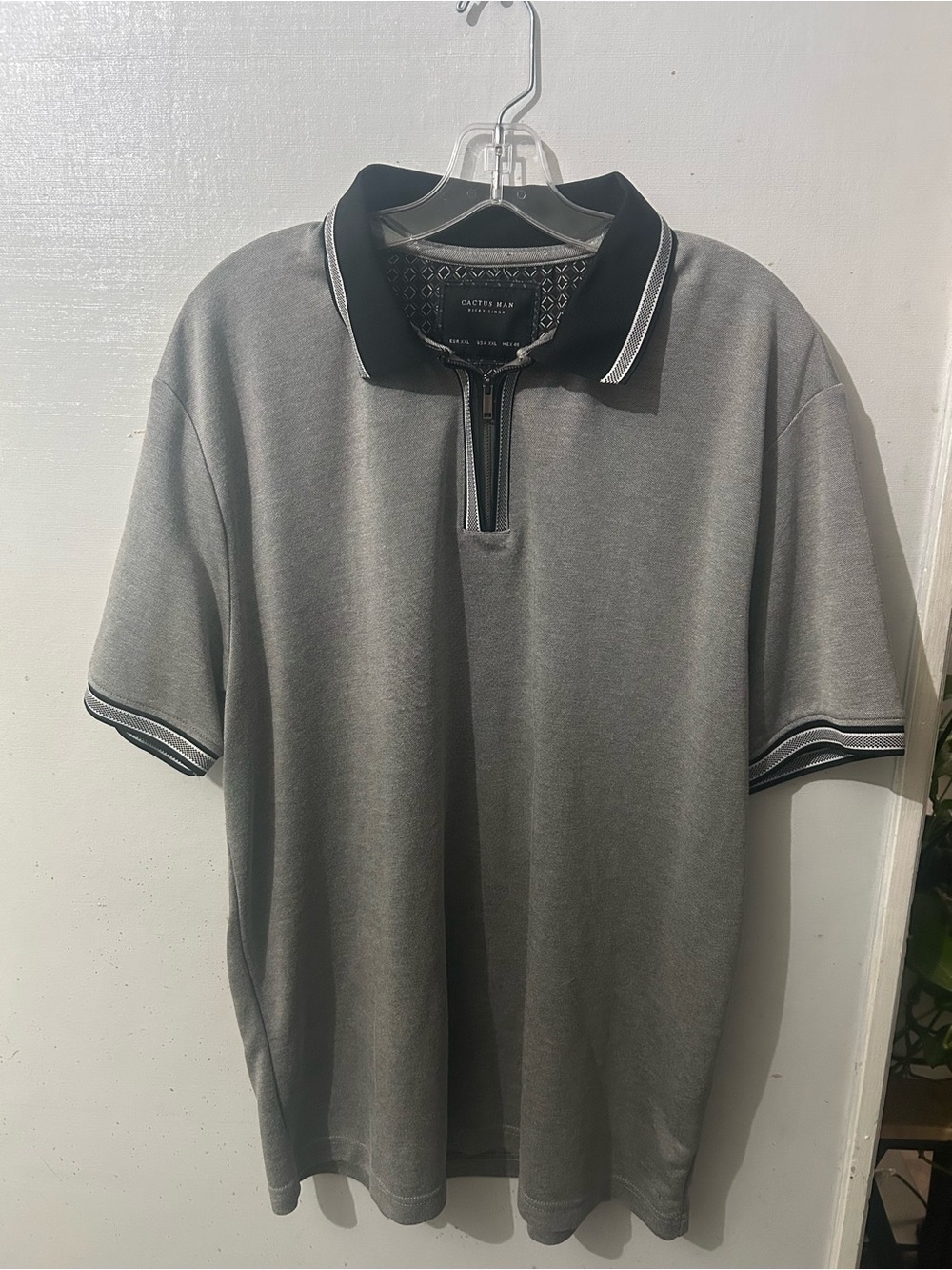 Cactus Man Grey Short-Sleeve Zip Polo